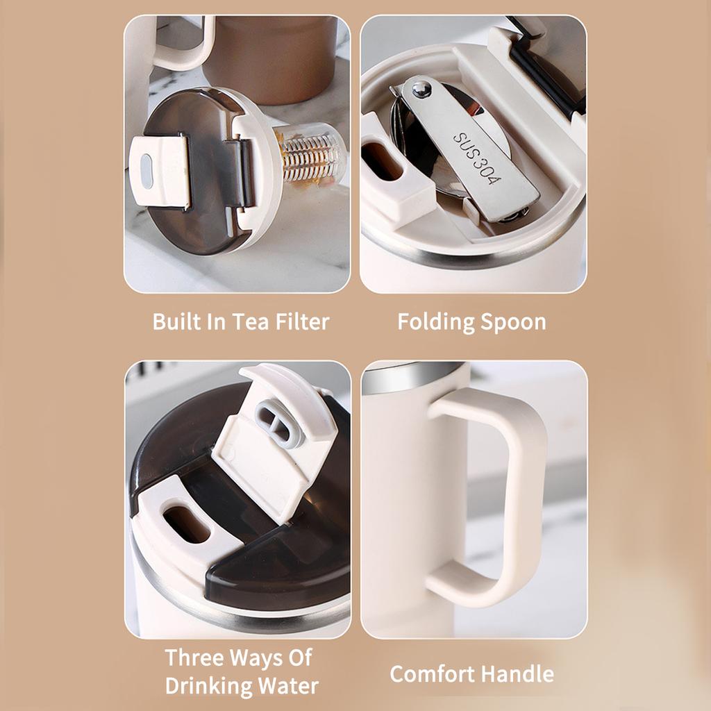 450/500 мл Кружка с двойными стенками и изоляцией, из нержавеющей стали 304, чашка для кофе со ситечком и ложкой, студенческая портативная чашка для питья, посуда для напитков