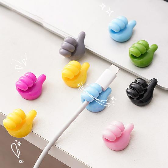 10Pcs Colorful Silicone Thumb Wall Hooks Strong Adhesion Cable Clip Rust-proof Key Hangers Desktop Storage Hook