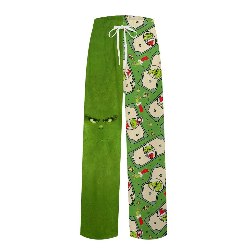 Men's Knitted Fashionable Printed Pocket Casual Pants Pajama Pants