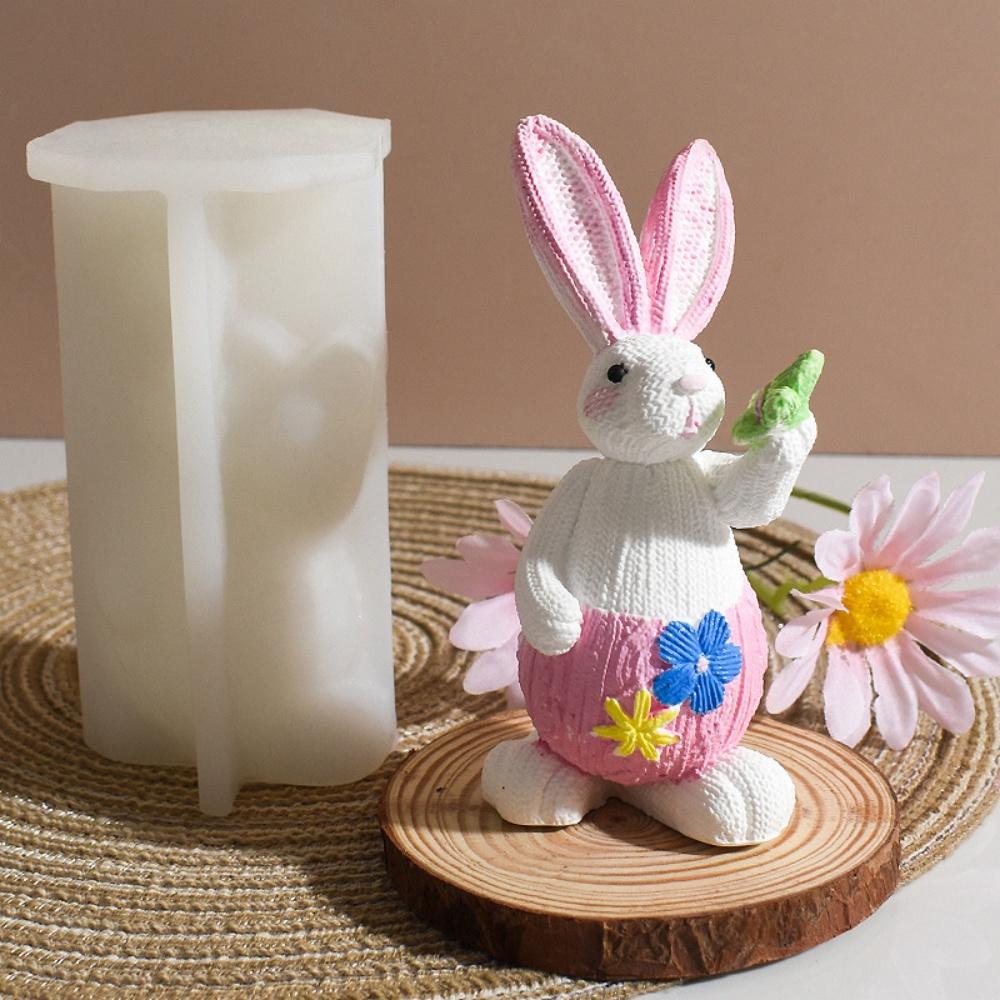 Пасхальная свеча для ароматерапии в силиконовой форме в виде кролика, обнимающего морковь, сделай сам, форма для гипса, эпоксидной смолы, для изготовления свечей и мыла, домашний декор