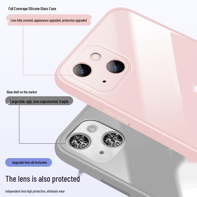 Премиальный белый чехол-полное покрытие из закаленного стекла для iPhone 15/14/13/11 Pro - Простой дизайн высокого класса, защита от падений