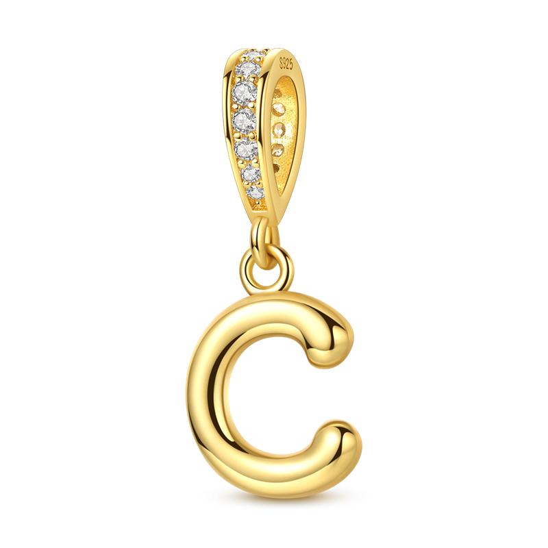 925 Silver Golden Series Charms Bead with CZ Zircon Whale Butterfly Sun Pendant for DIY Fashion Jewelry Bracelet