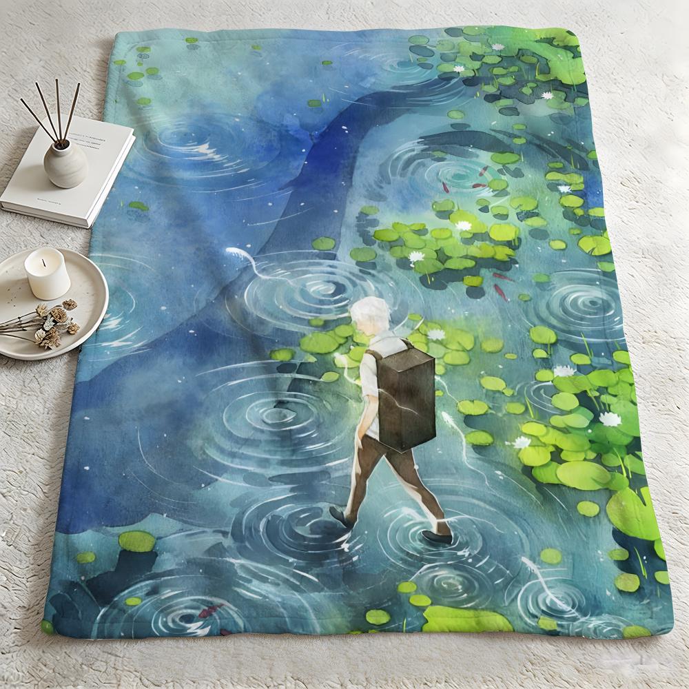 anime M-Mushishi-i Throw Warm Soft Flannel Blanket, Multi-use for Sofa Bed Camping Travel Nap