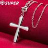925 Sterling Silver Cross Heart Pendant Necklace Fashion Jewelry