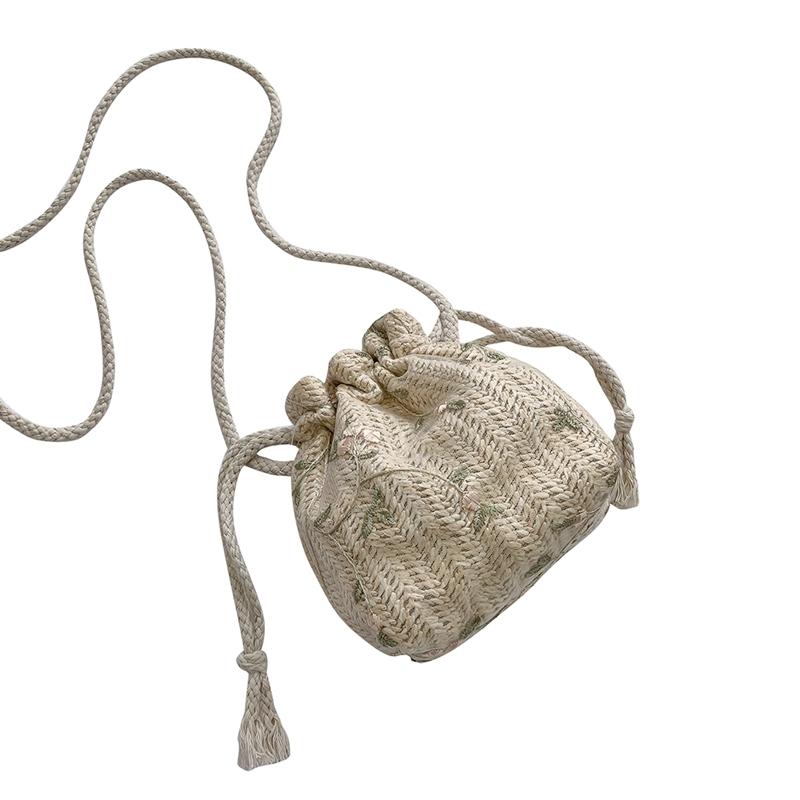 Женские тканые сумки на ремне, кружевная сумка-ведро на шнурке