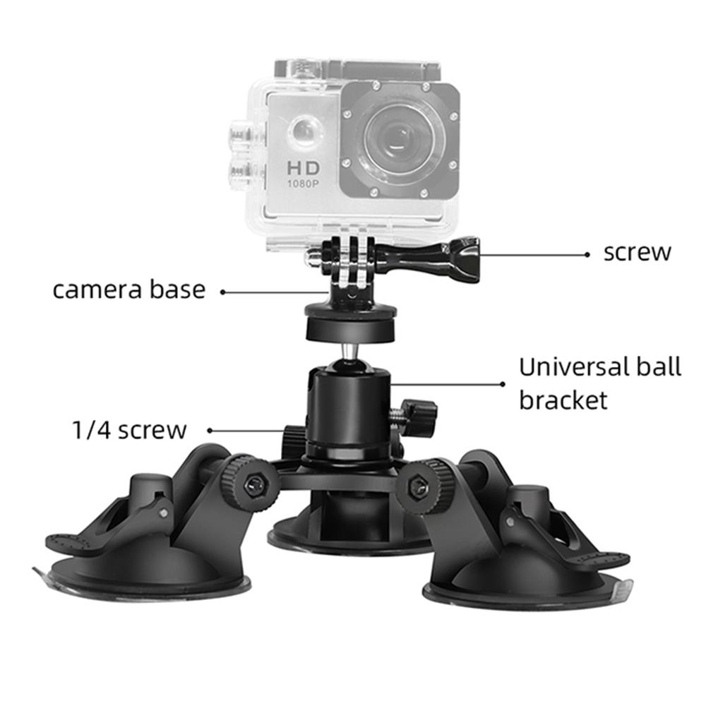 Автомобильный держатель на присоске с 3 чашками, прочное крепление для GoPro Hero 13 12 11 10 9 8 Insta360 SJCAM AKASO DJI Osmo Action Камеры, Аксессуары