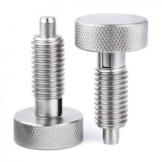 2Pcs Acciaio Inox Mano Retraibile Molla Stantuffi Con Zigrinato Manico