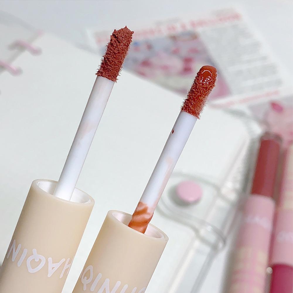 SHAQINUO Двусторонняя губная помада, матовая помада с зеркальным блеском для губ, стойкая цветная водостойкая помада 2 цветов