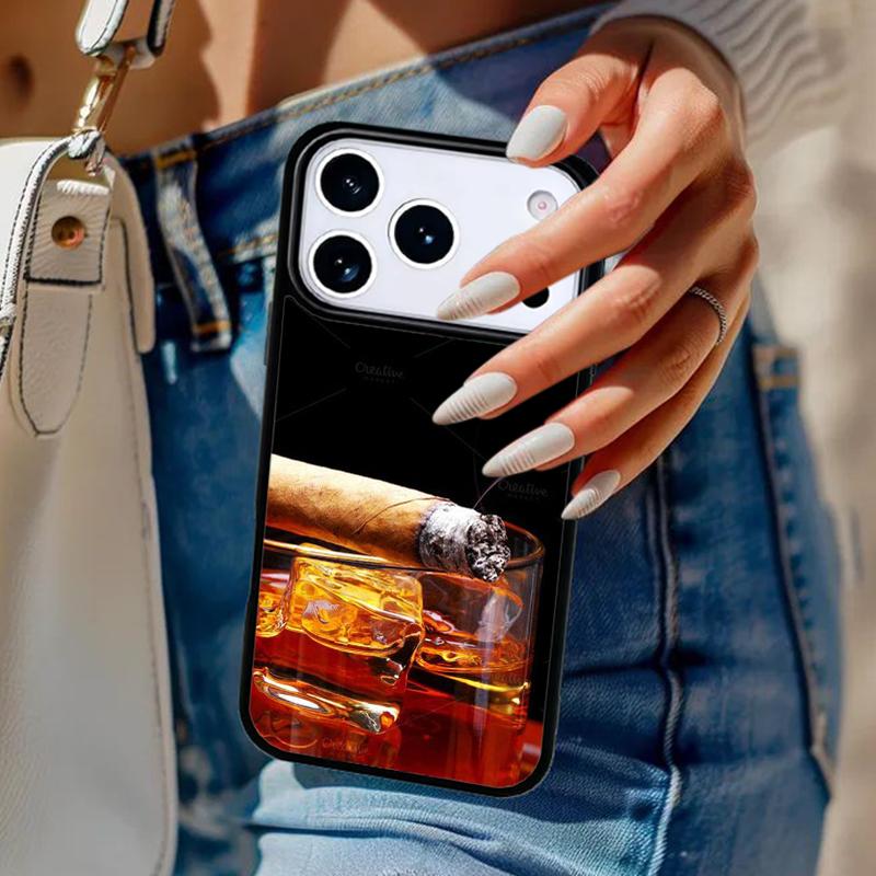 Чехол для телефона 'Сигара Виски Ледяной Напиток' Для iPhone 17 Air 14 15 13 12 Max Чехол Для Apple 14 15 16 16e 11 Pro Max Plus Coque