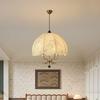 Retro American Wabi-Sabi Chandelier: French Vintage Wood & Fabric Lighting for Bar, Bedroom, or Closet