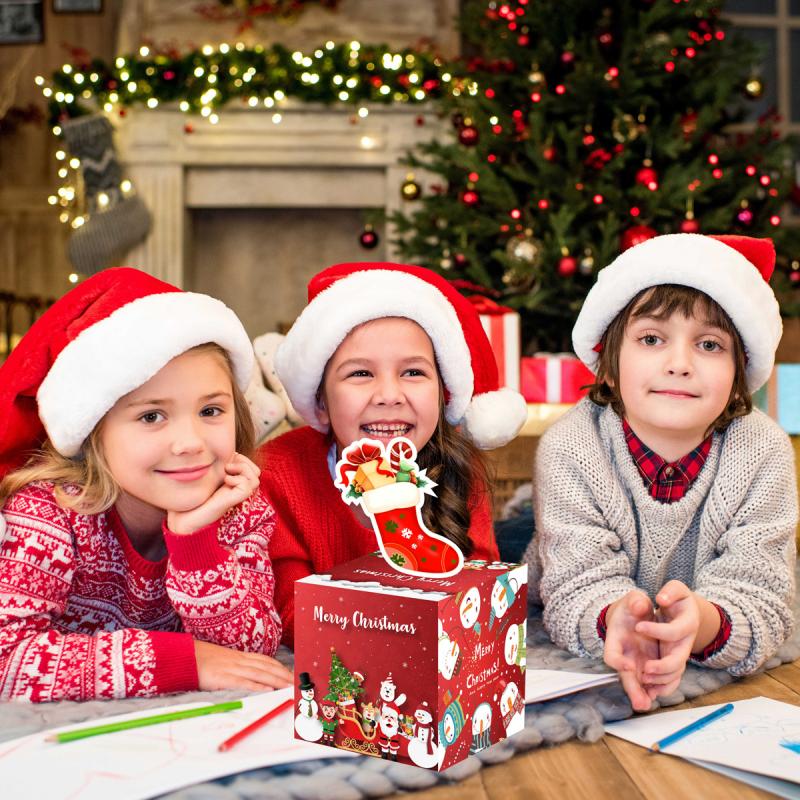 1pc Fun Christmas Cartoon Pattern Surprise Money Box 2026 Navidad Noel Happy Xmas Gift New Year Cash Gift Box Decoration