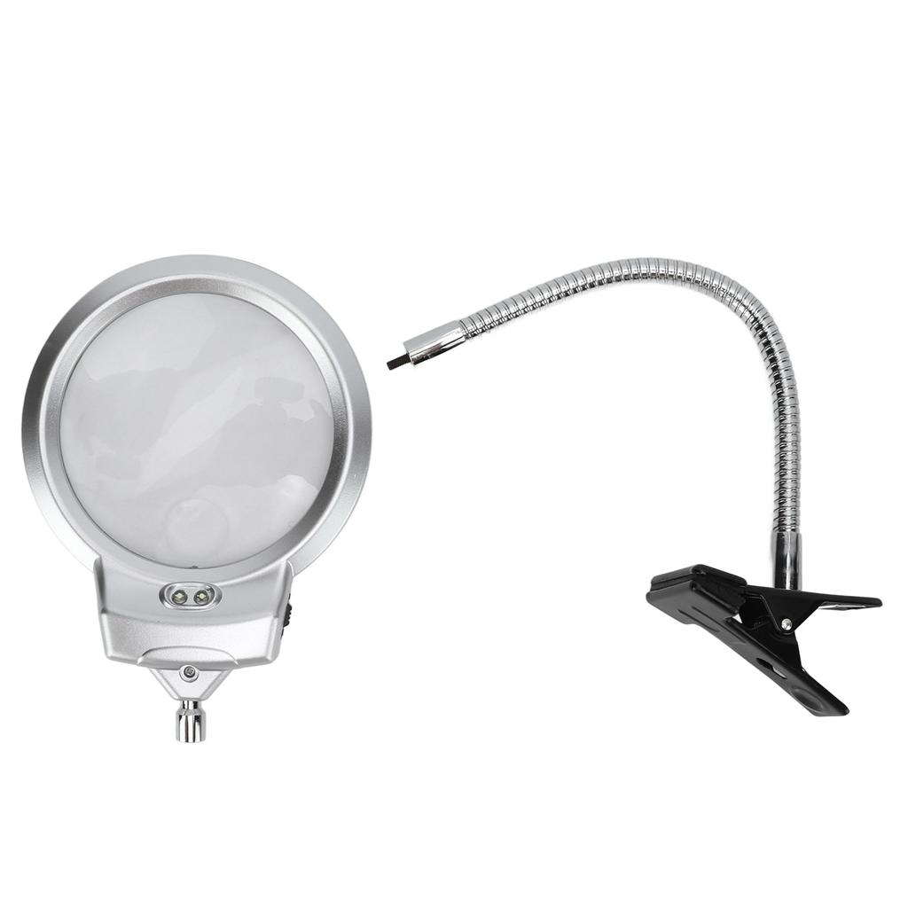 LED Illuminating Magnifier with Clamp Optical Lens Adjustment Hose Magnifying Glass with 2 LEDs for