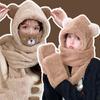 Флисовая шапка из ягненка с маской, медвежьи уши, защитный шарф, шапка-бомбер, зимние перчатки, женская плюшевая шапка