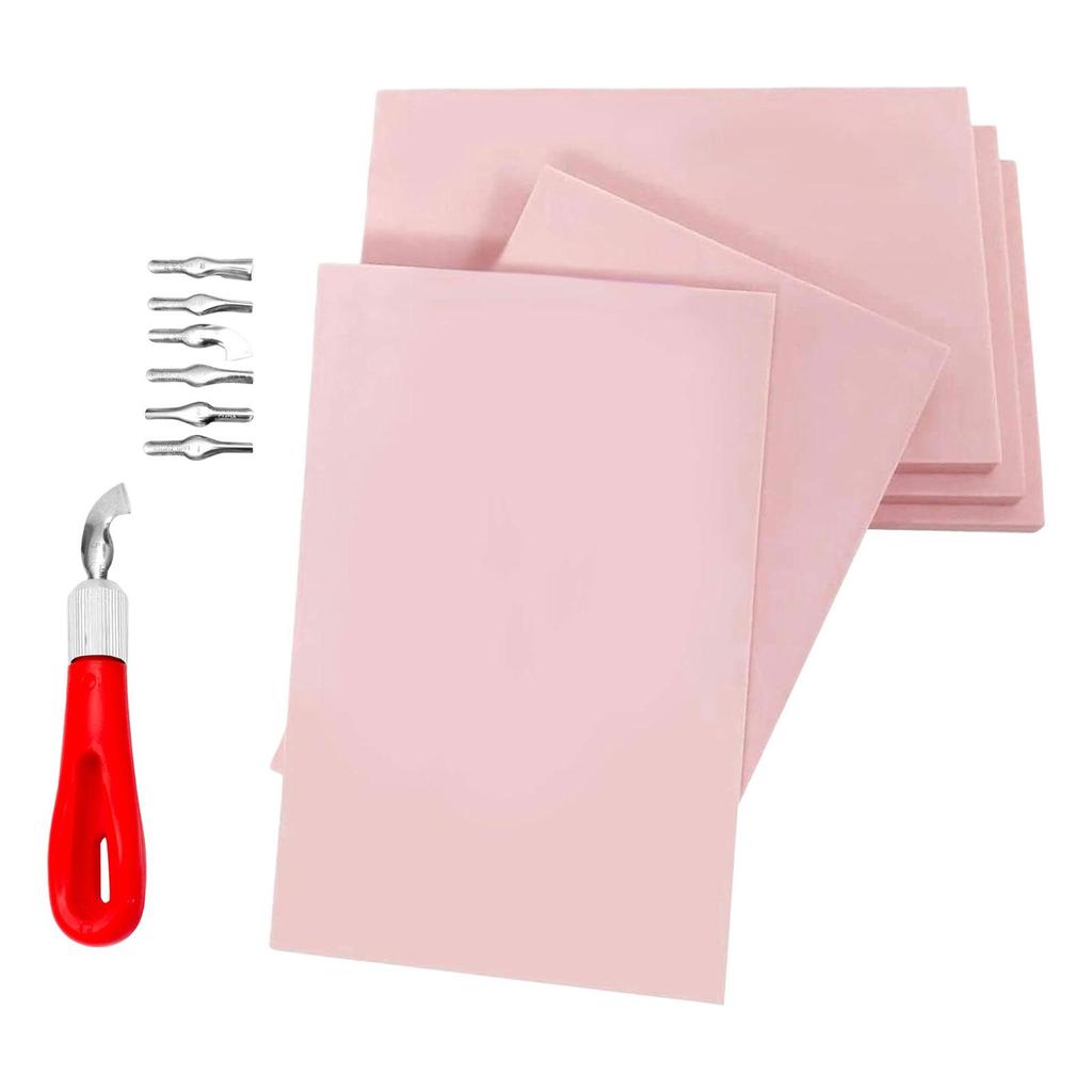 Rubber Carving Block, with Cutter Tools Engraving Block for Professionals Printmaking Craft Projects Stamp Making Scrapbooking