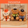 Adorable Plush Teddy Bear Keychain Soft Pp Cotton Stuffed Toy Police Firefighter