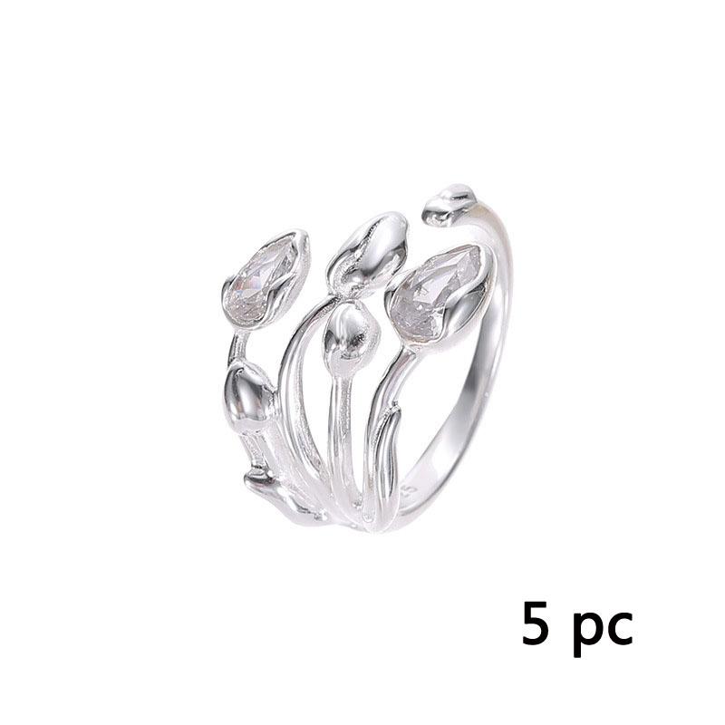 Женские кольца, маленькое свежее трехслойное кольцо с цветком тюльпана, женское кольцо Мори, холодный ветер, нежное кольцо на указательный палец, простые универсальные модели