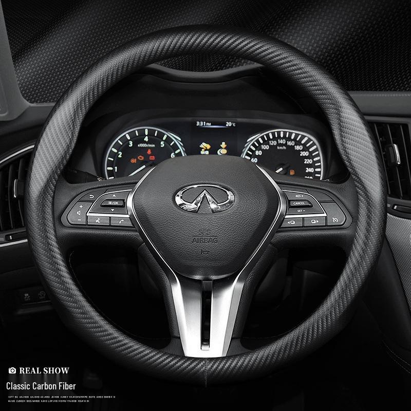 Infiniti Carbon Fiber Steering Wheel Cover for Q50, Q70L, QX50, QX60, Q50E, SQ, G25, JX35, FX