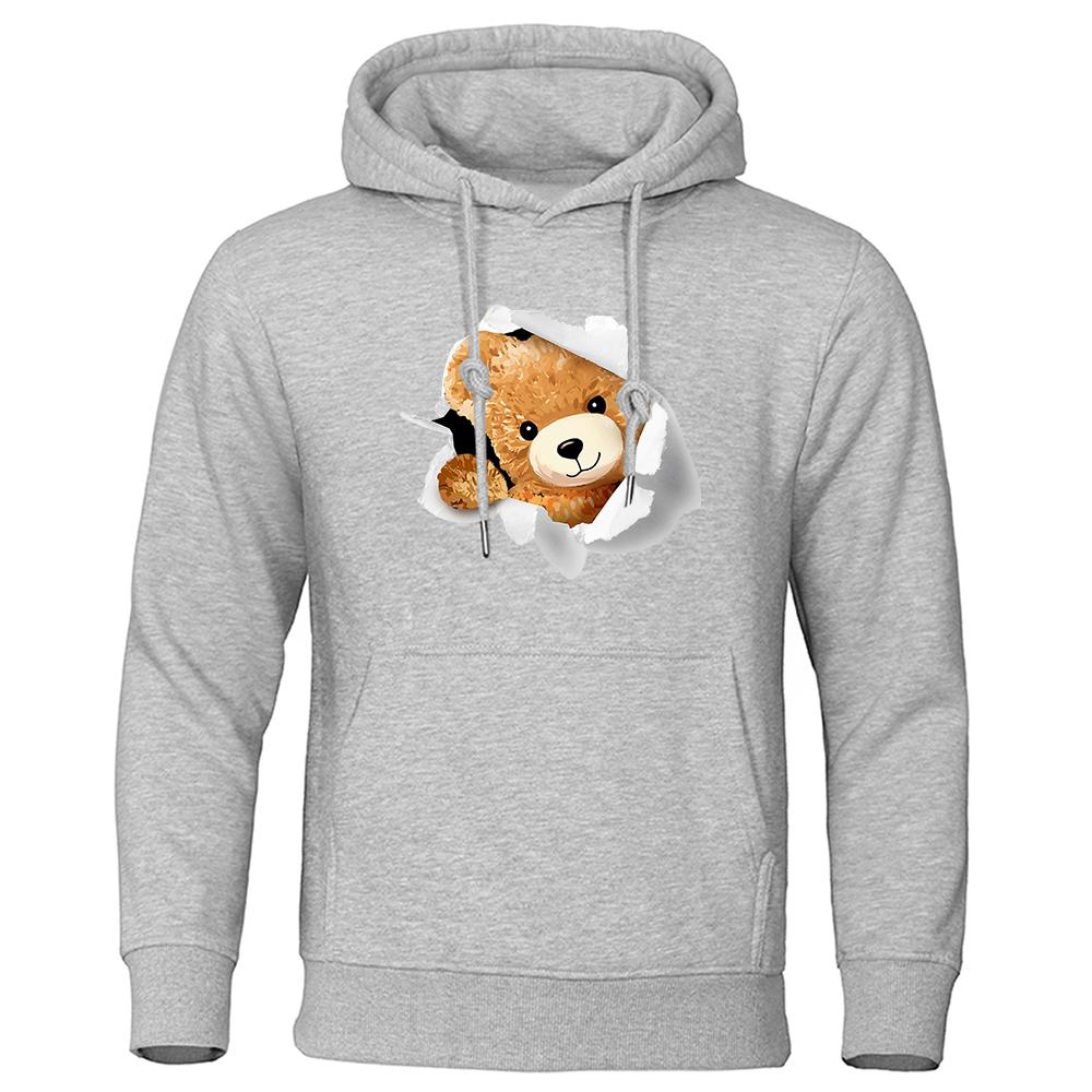 Мужская толстовка с капюшоном Ted Bear Appearing In The Crack, модная, с меховой подкладкой, винтажная, S-2XL, толстовки, высококачественная одежда