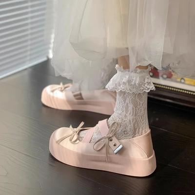 2024 Новые милые винтажные туфли на плоской подошве, туфли Мэри Джейн, женские туфли на платформе с пряжкой-бантом в стиле Лолиты, женские милые дизайнерские туфли для девочек