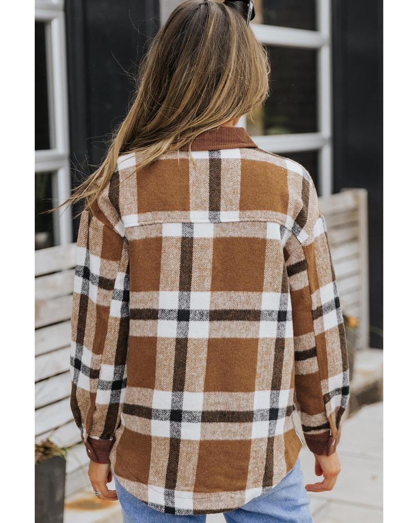 Azura Exchange Buttoned Plaid Shirt Jacket