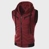 Men's Fashionable Hooded Sleeveless Slim Vest with Zipper
