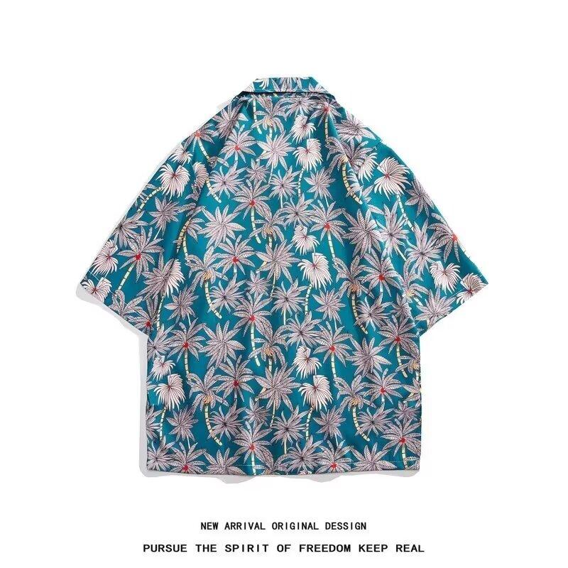 2024 Винтажная мужская рубашка, летняя повседневная студенческая свободная нишевая мужская рубашка для верхней одежды
