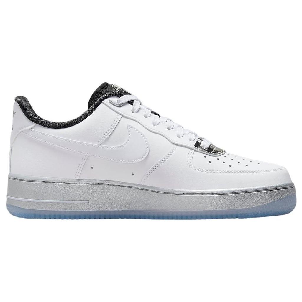 Nike Air Force 1 07 SE Chrome Pack — белые женские кроссовки металлик-серебристый черный DX6764-100