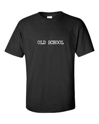 Футболка Old School Throw Back Винтажная Черно-Белая Шрифт Печатной Машинки Хлопковая Рубашка