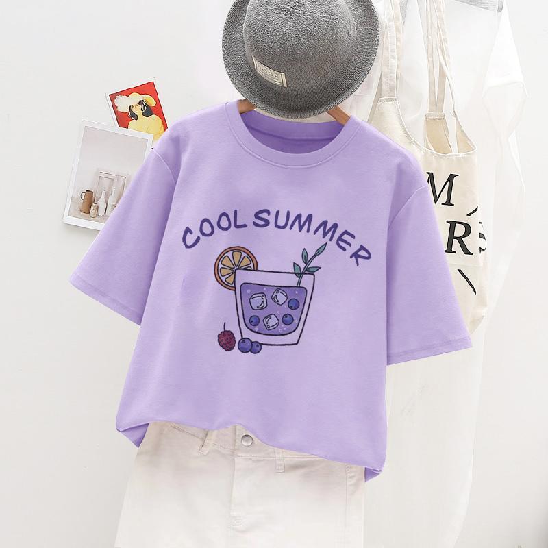 Kids Girl T Shirt Summer Baby Cold Drink Tops Toddler Tees Clothes Children Clothing Cartoon T-shirts Short Sleeve Casual Wear