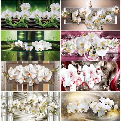 Большой размер 5D DIY Алмазная картина Бабочка Орхидея Цветы Алмазная вышивка Картина DIY Мозаика Подарок Домашний Декор Y5238