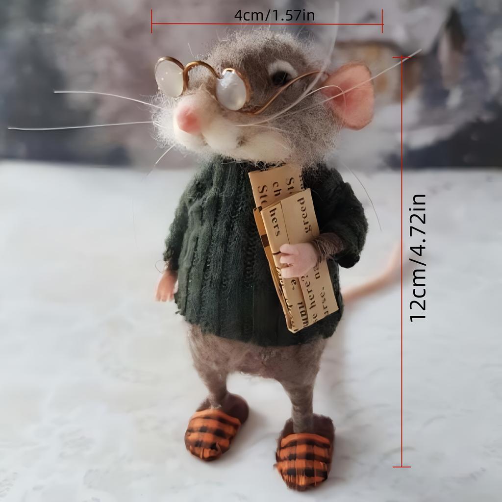 Милая мышка ручной работы из иглопробивного войлока, игрушка, сделай сам, поделка из войлока в виде животного для детей и взрослых