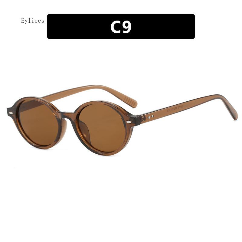 Винтажные овальные солнцезащитные очки Женские Роскошные Дизайнерские Маленькие Овальные Солнцезащитные Очки Ретро Мужские Заклепки Солнцезащитные Очки Oculus роскошный дизайнер