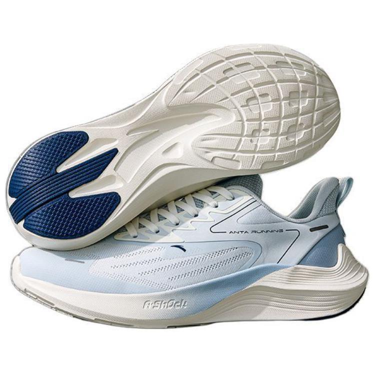 Anta New Stinger Soft Sole Fabric Cushioning Slip Resistant Lightweight Low top Running Shoes Men's Gray Blue 912335580-6