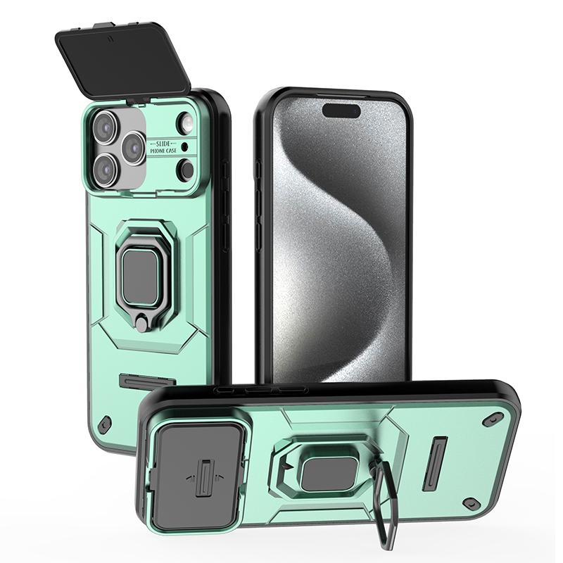 Чехол-бампер для iPhone 18 17 16 15 13 Pro Max 14 Plus с магнитной подставкой и выдвижной защитой камеры, противоударный, усиленный X0040