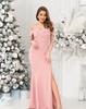 Pink Off-shoulder Evening Dress