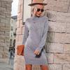 Casual Fashionable and Elegant Women's Autumn and Winter Models Half High Neck Solid Color Sweater Dresses