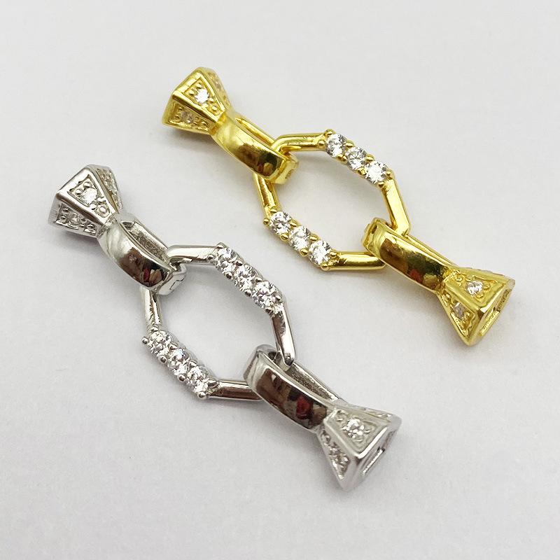 Серебряное (S925) Жемчужное Ожерелье с Ромбовидной Застежкой из Страз - Аксессуары для Бисероплетения DIY
