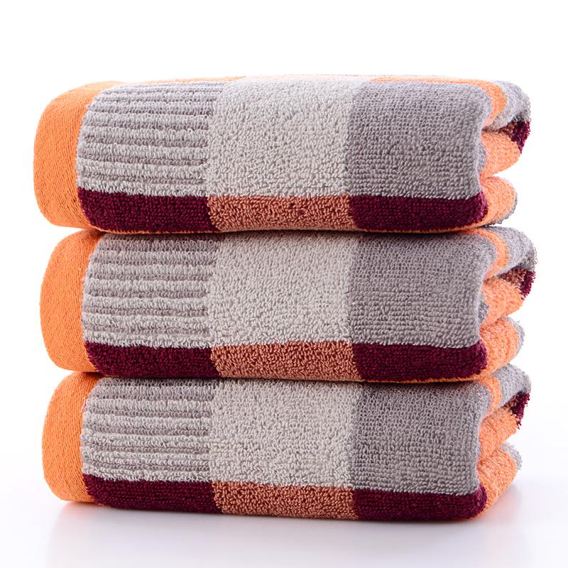 Men's Thickened Dark Cotton Yarn-Dyed Towel - Soft, Absorbent, Large Square