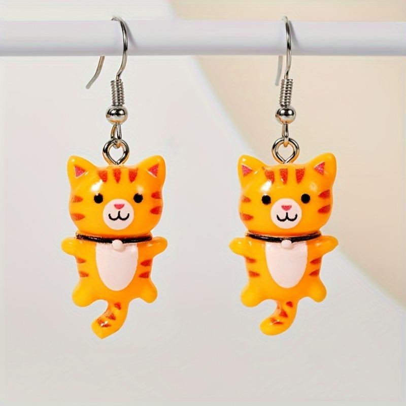 Trendy Cute Resin Cat Ear Hook Cartoon Girl Cat Earrings Sweet and Fresh Colorful Cat Earrings