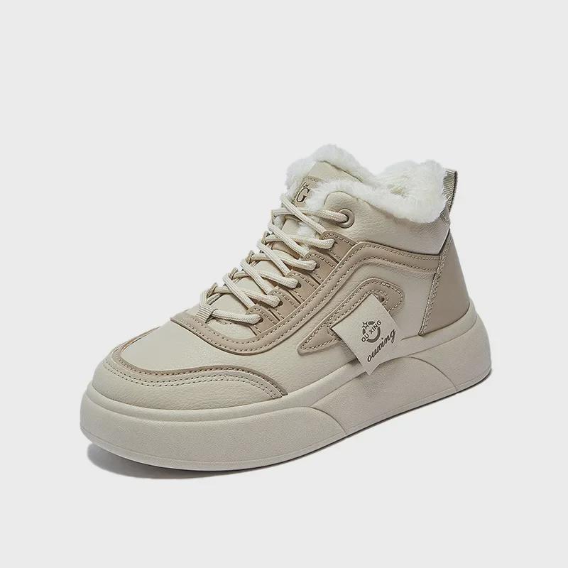 2024 Winter White Plus Velvet Thick-Soled Heightening Sports Shoes - New Korean Style for Women, SH909