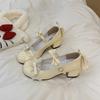 Fashion 35-43 Large-sized Women's Shoes with Bows, Mary Jane's Small Leather Shoes, New Lace Round-toe Fashionable Single Shoes