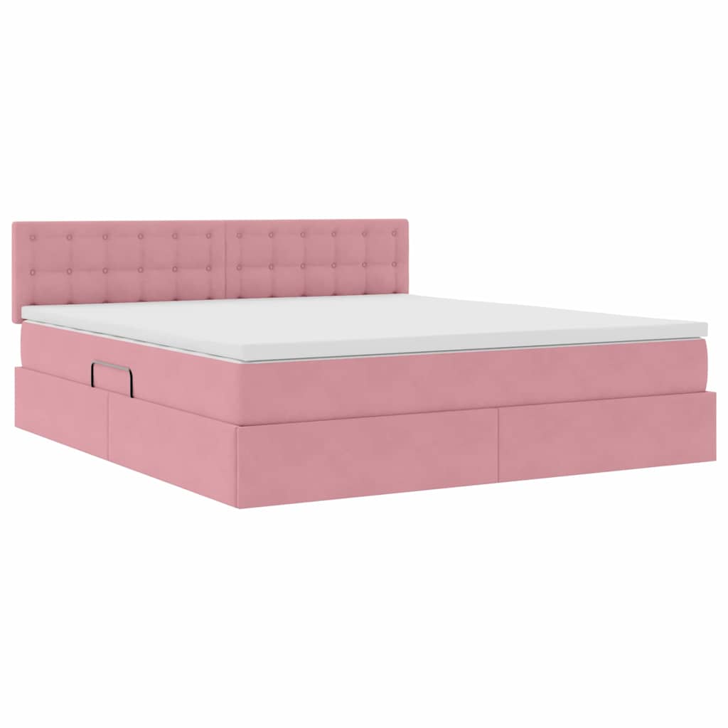 Storage Bed with Mattress Pink 160 x 200 cm Velvet