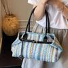 Модная сумка большой вместимости 2025 лето новая плетеная сумка-корзина для овощей соломенная сумка трендовая сумка-тоут с полосатой вставкой