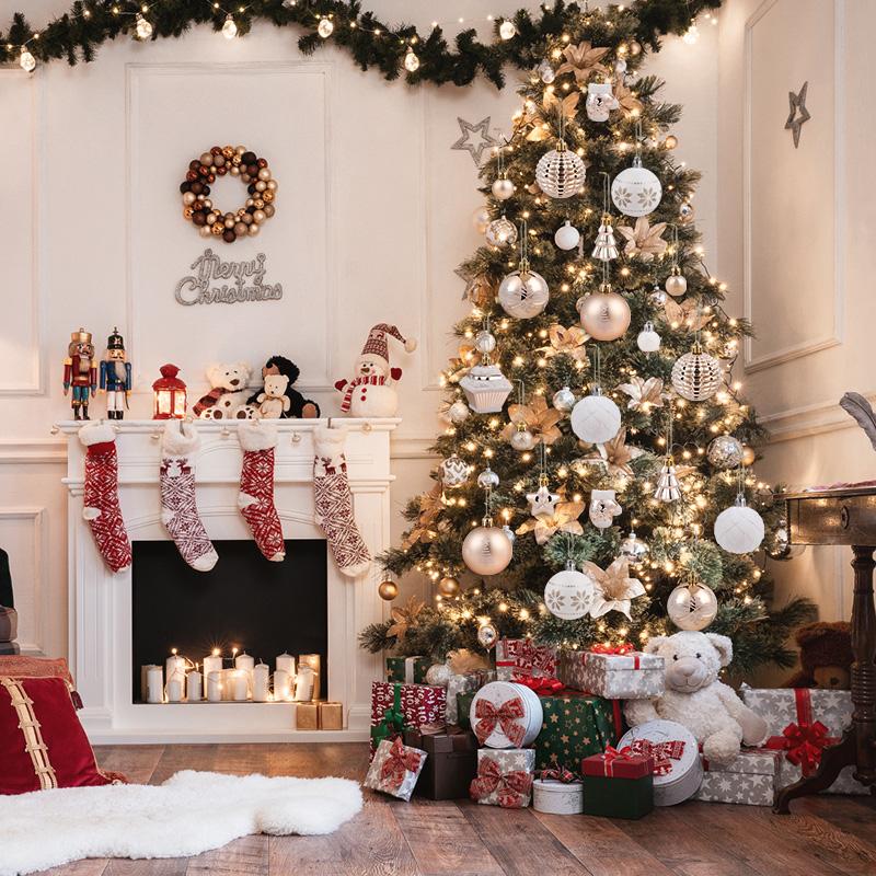 42Pcs 6cm Christmas Ball Champagne Xmas Tree Hanging Pendant Ornaments 2025 Christmas Home Decoration 2026 New Year Party Gifts