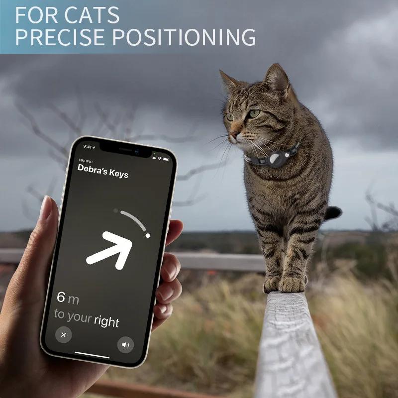 Держатель для кошачьего ошейника AirTag, отрывные светоотражающие полоски, регулируемый ошейник для котят, водонепроницаемый ошейник-колокольчик для кошек, чехол для бирки Pet Air Tag
