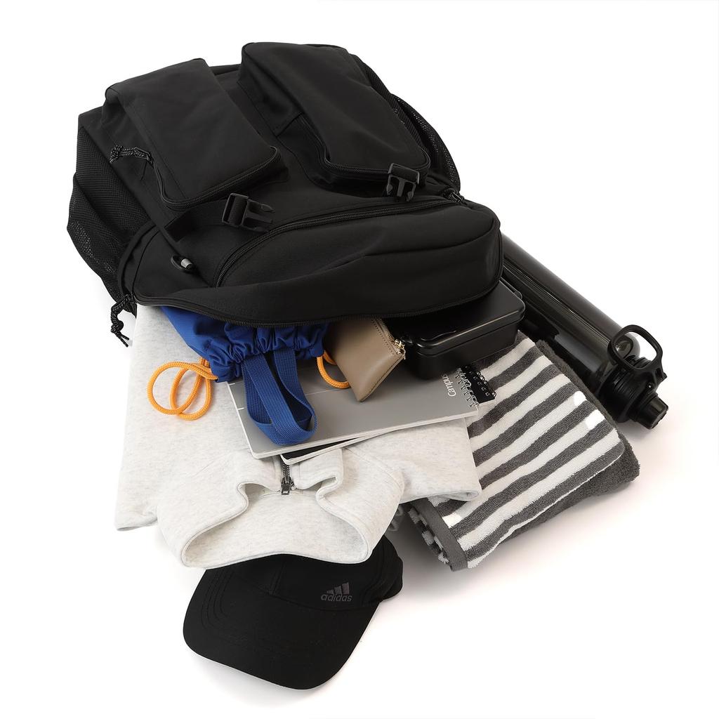 Backpack B4 size storage inch PC storage 32L flap type 1 compartment school bag school backpack Black x Purple x Sky H48 x W33 x D16cm [Adidas] 15.6