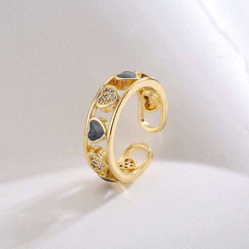 Jewelry Heart Ring Adjustable Rhinestone Ring Shiny Finger Ring Girls