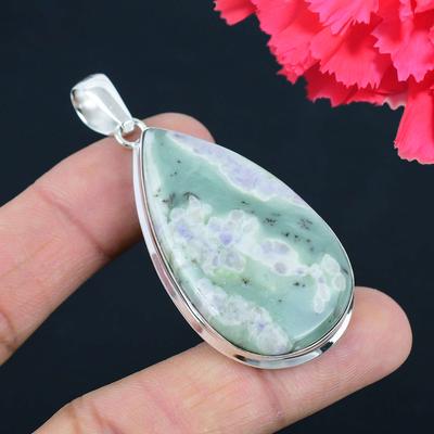Подвеска из драгоценного камня Ocean Jasper, твердая подвеска из стерлингового серебра 925 пробы, ювелирный подарок для унисекс