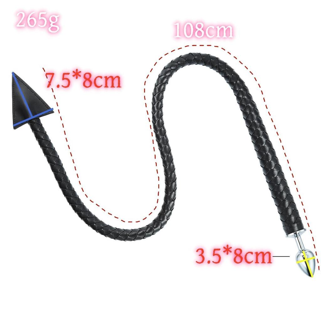 VaHppy СМ БДСМ Порка Плетка Анальная пробка Двойного назначения Взрослые спах-продукты 108см 256г черный ПУ Секс-игрушки Пара флирт