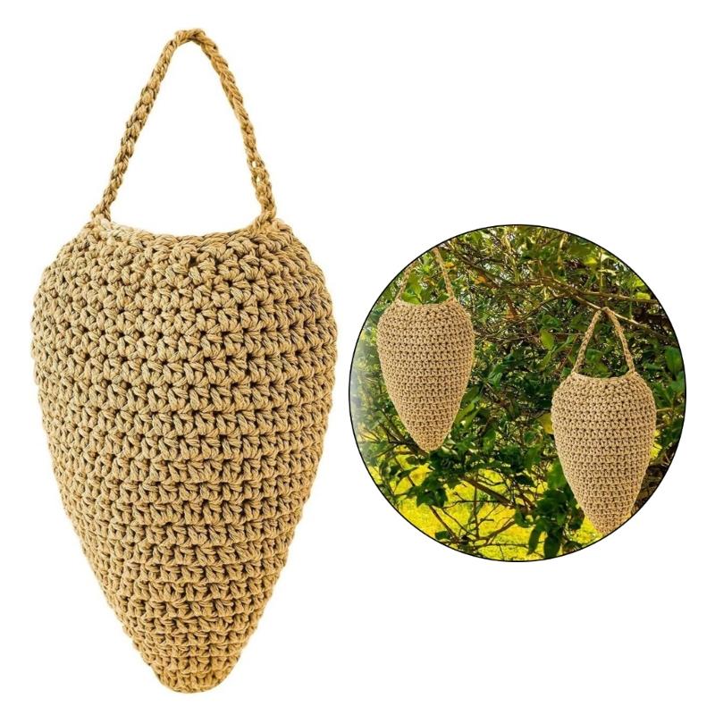 Large Crochet Wasp Nest Decoy Faux Hanging Fake Hornet Nest Wasp Intimidate for Outdoor Garden Yard Camping Eaves